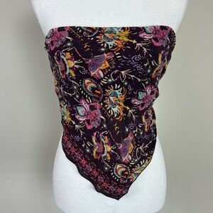 Free People Purple‎ Paisley Smocked Bandana Bandeau Size Medium